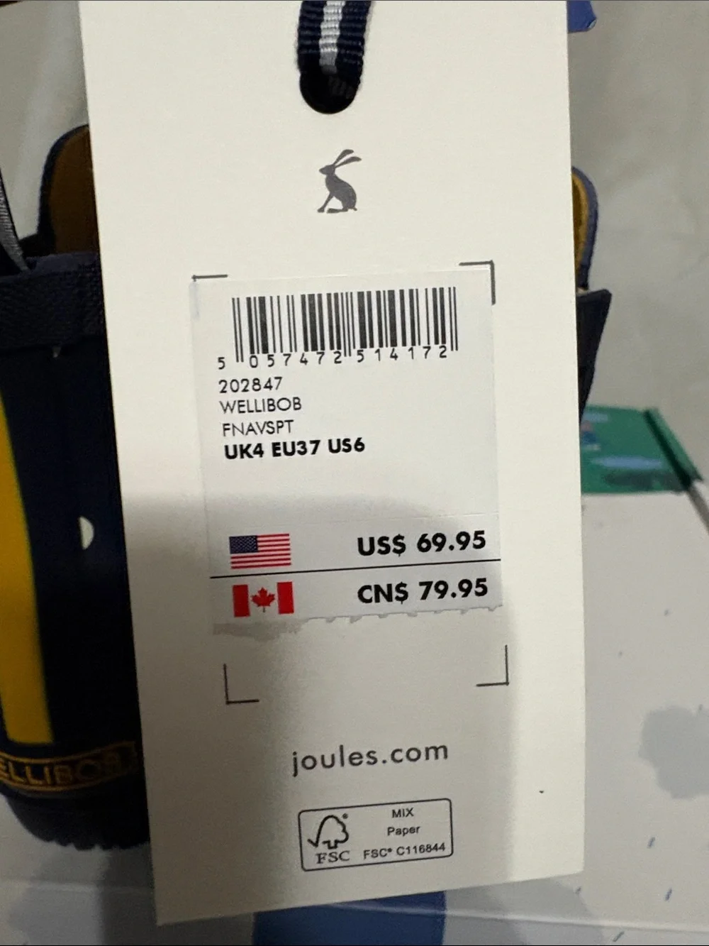Joules Navy Polka Dot Rain Ankle Boots size US 6 NWT
